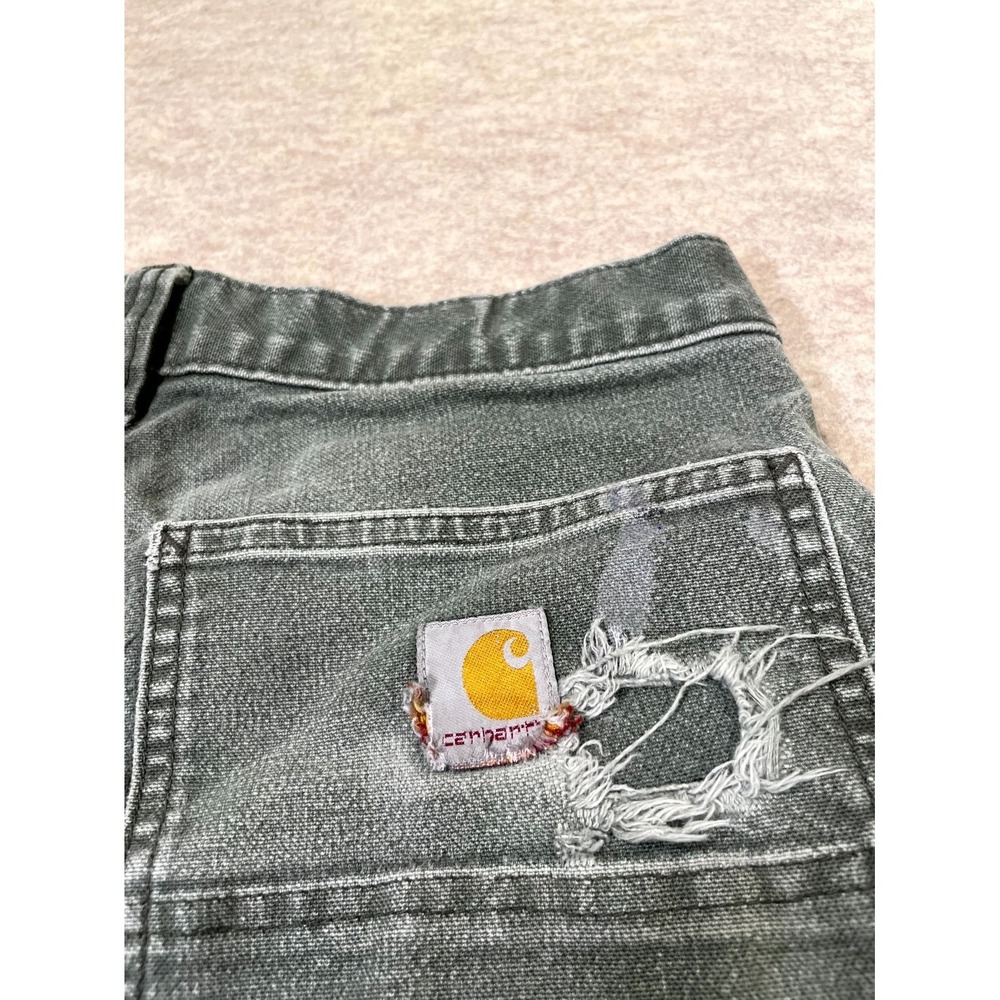 Carhartt Relaxed Fit Carpenter Pants Mens 30x30 Gray Straight Leg Distressed - Picture 10 of 16